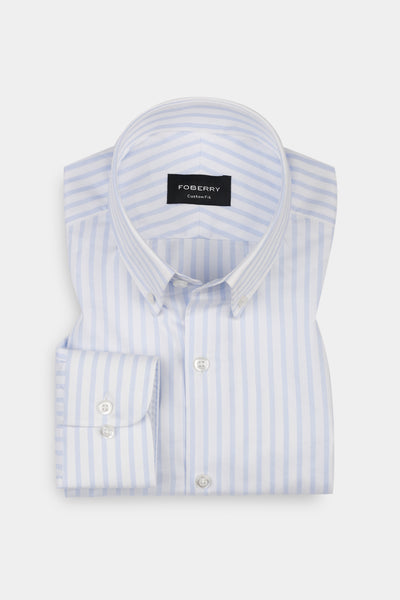 Sky Blue Structured Striped Shirt