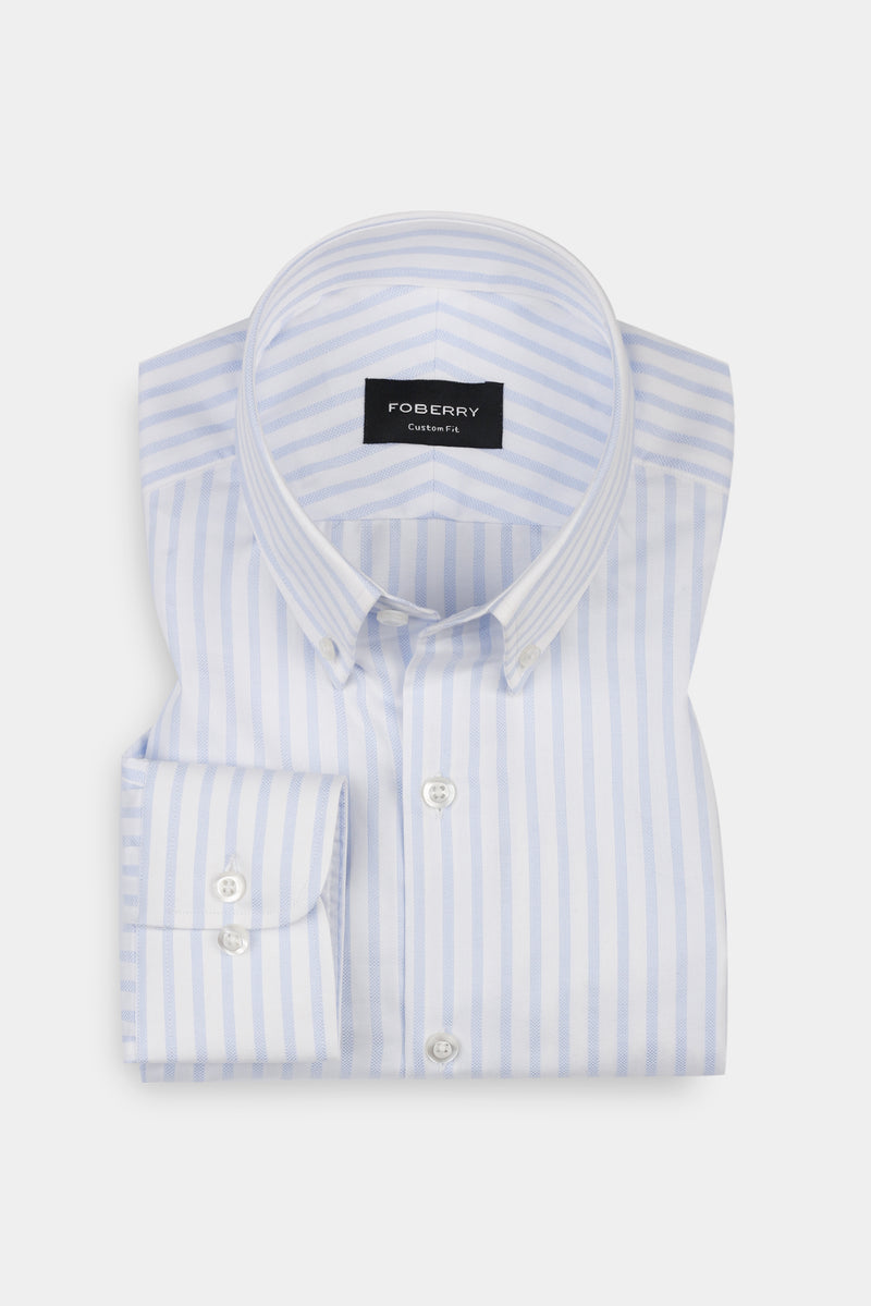 Sky Blue Structured Striped Shirt