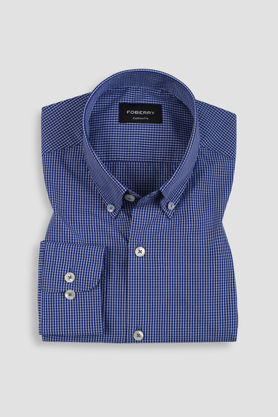 Blue & White Mini Grid Shirt