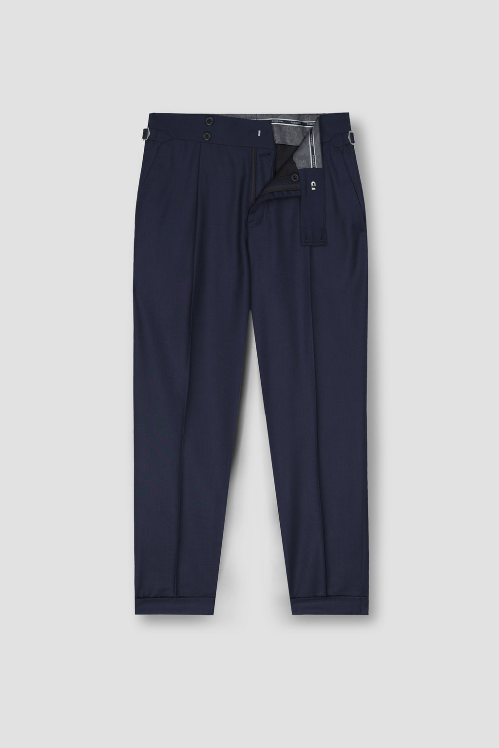 Navy Blue Tropical Wool Blended Dress Pant