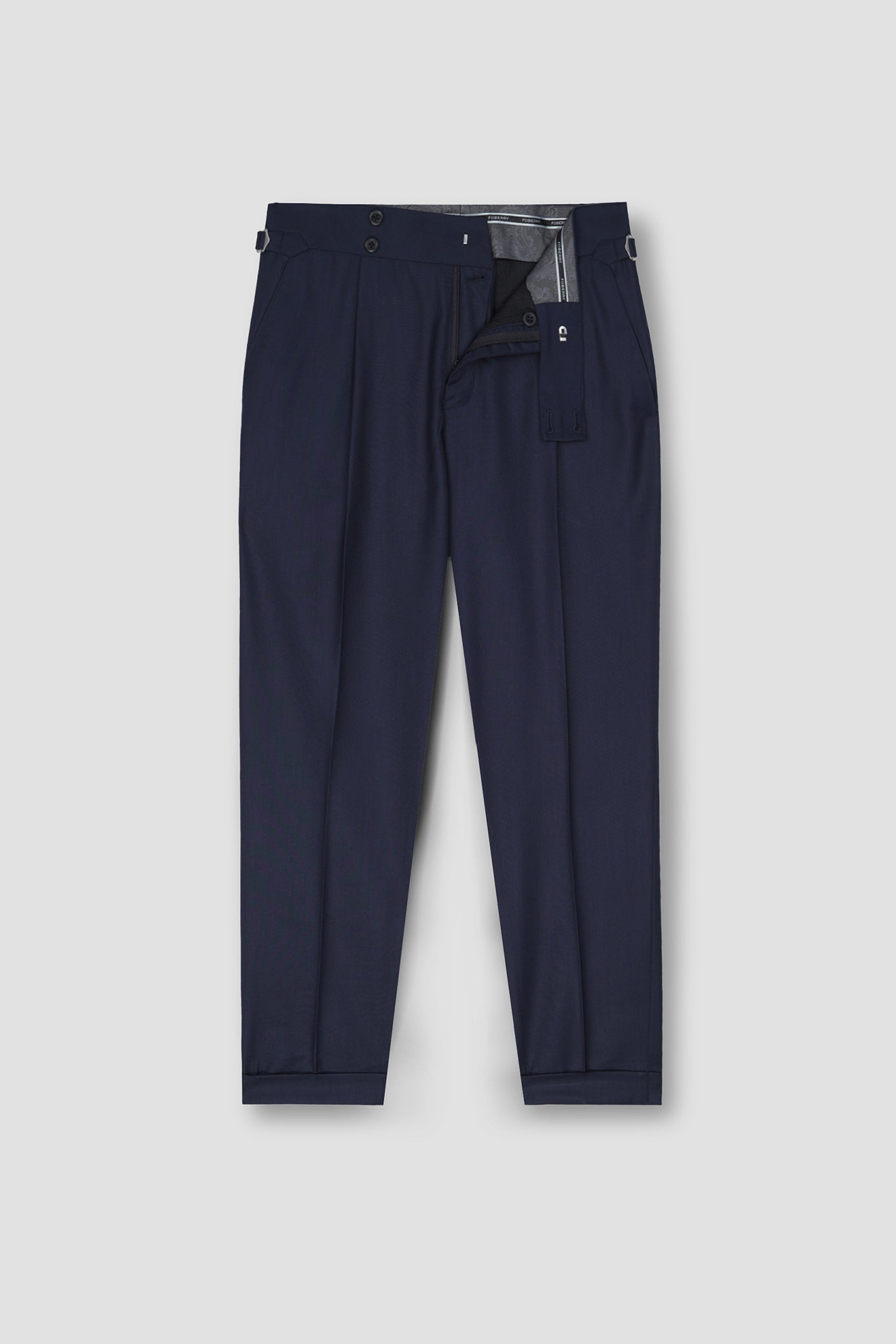 Navy Blue Tropical Wool Blended Dress Pant