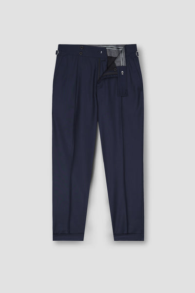 Navy Blue Tropical Wool Blended Dress Pant