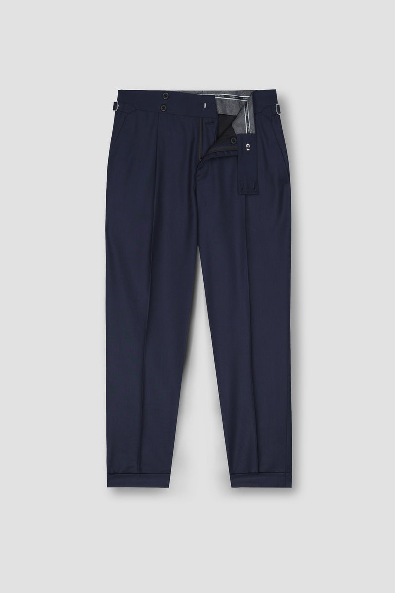Navy Blue Tropical Wool Blended Dress Pant
