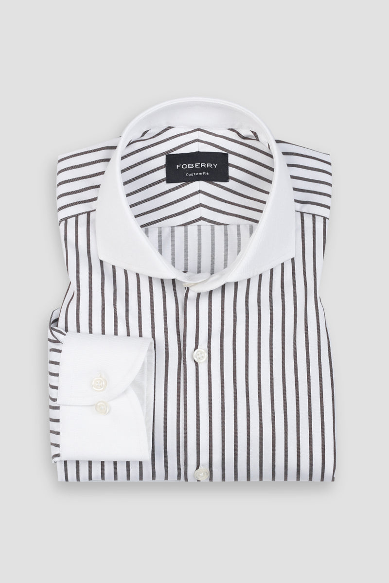 Brown Twill Striped Shirt