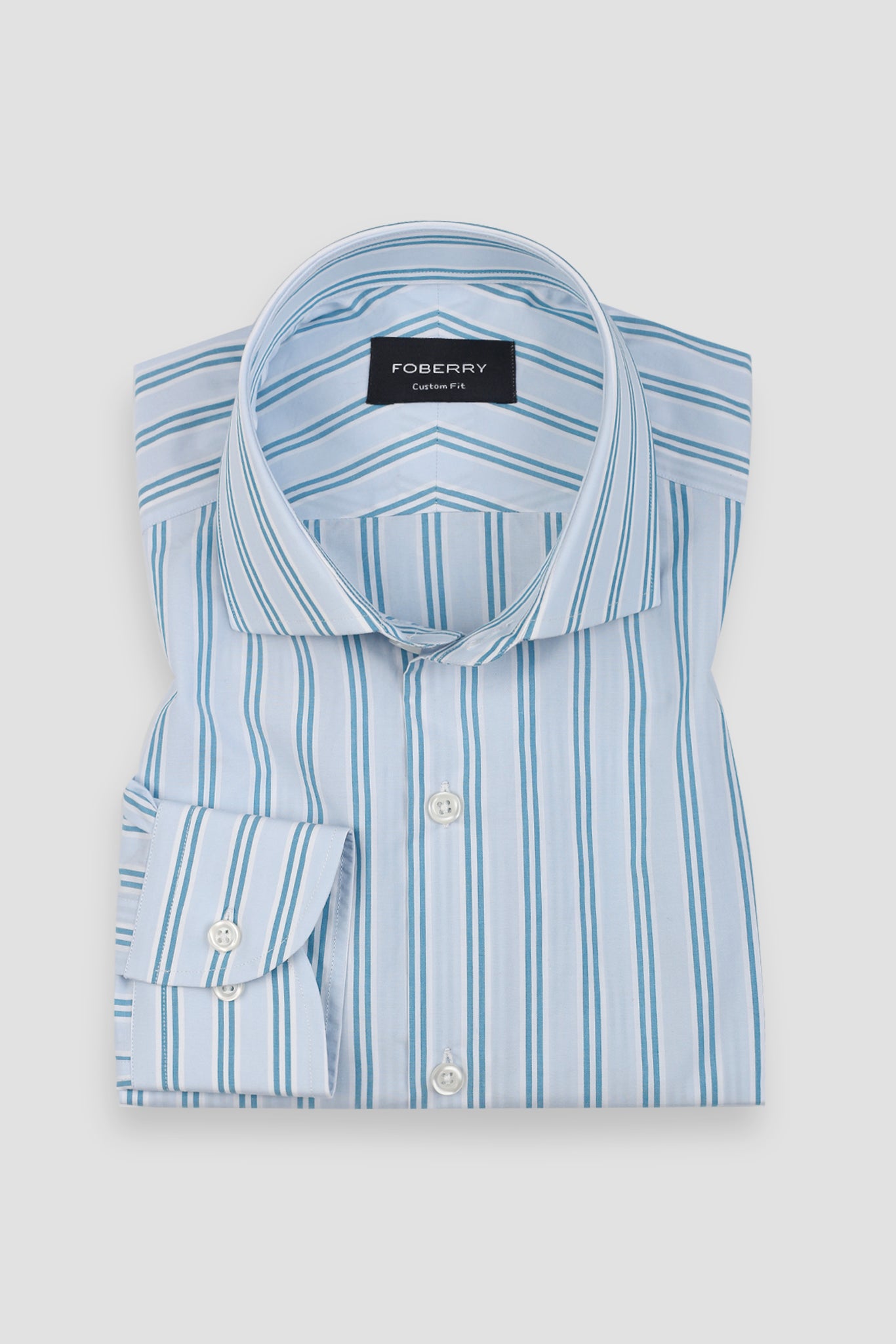 Soft Teal Green Dual Striped Shirt