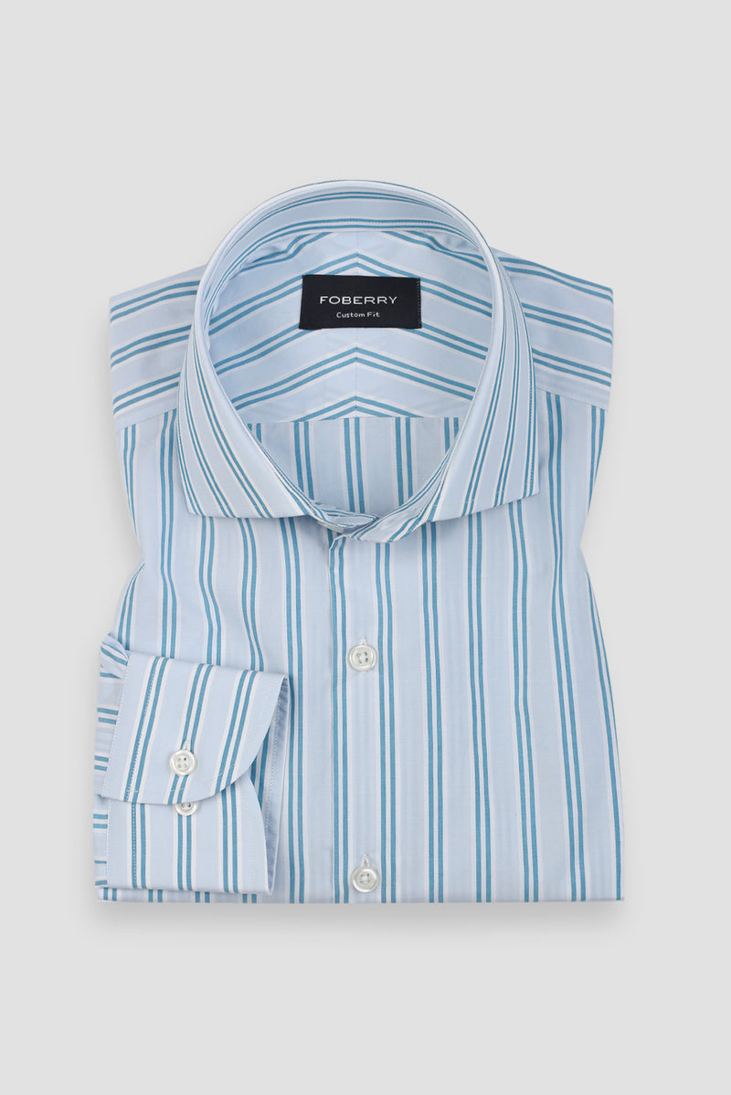 Soft Teal Green Dual Striped Shirt