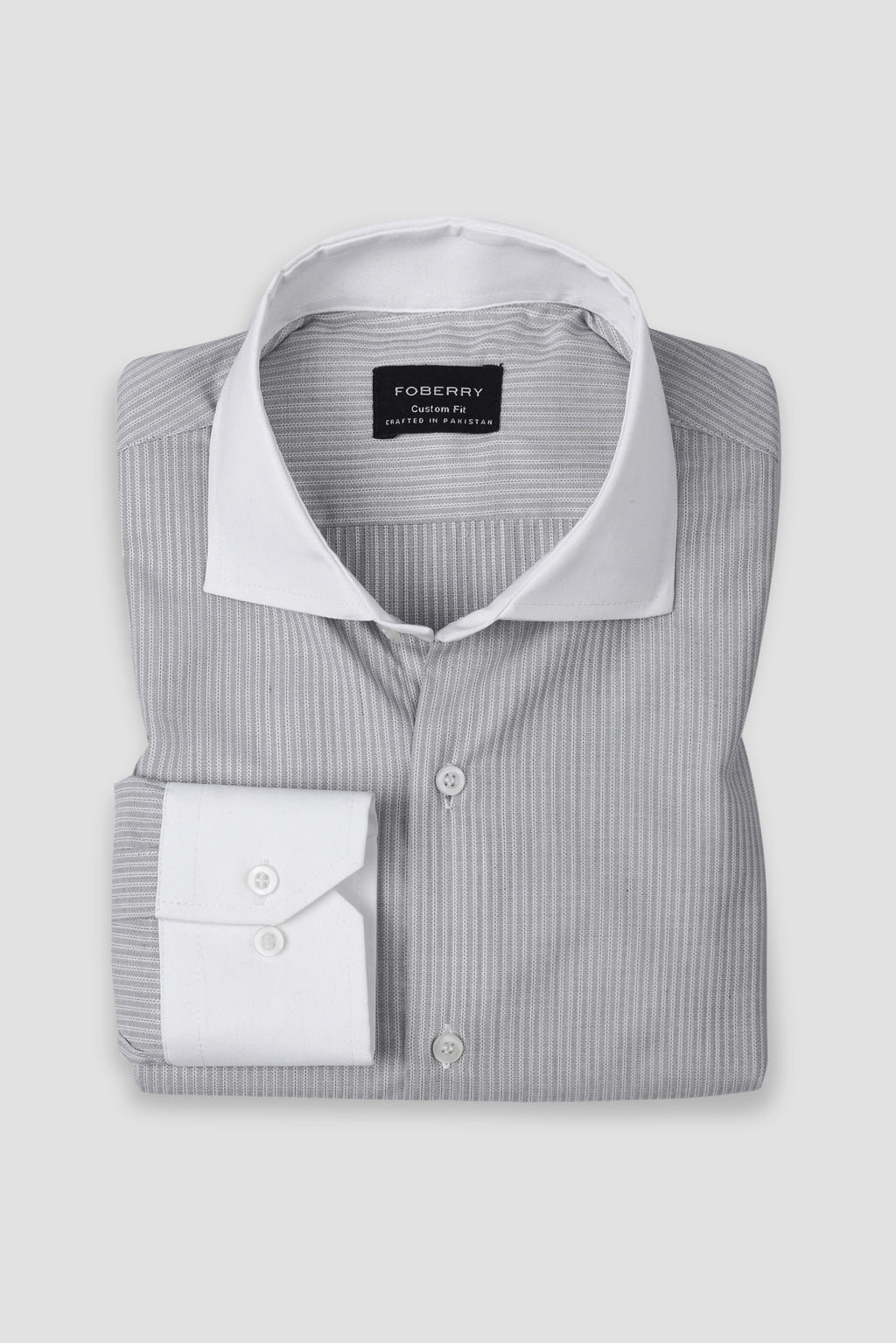 Grey Structured Pinstriped Shirt
