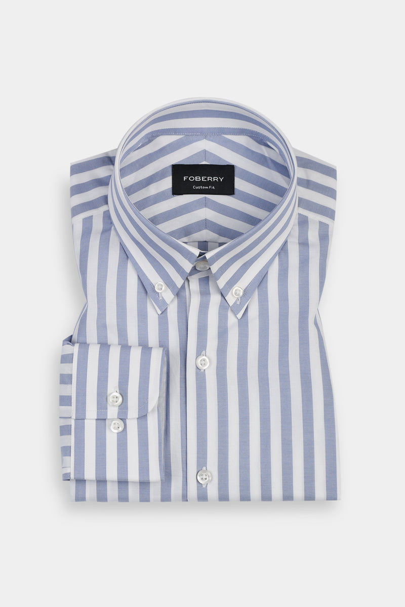 Sapphire Blue Bold Stripes Button Down Shirt