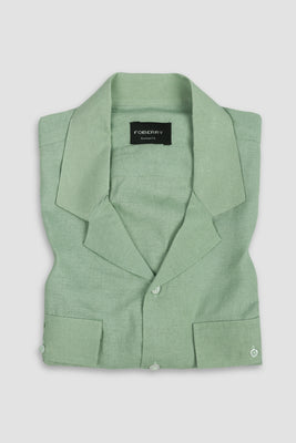 Fern Green Featherweight Linen  - Safari Shirt