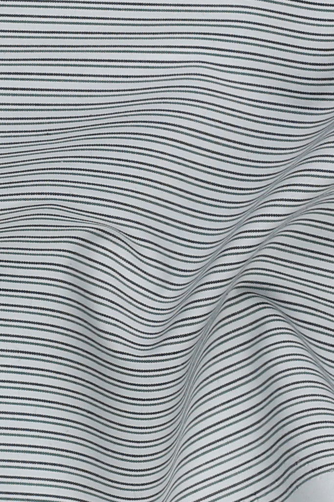 Charcoal Green Pencil Supima Cotton Stripes Shirt