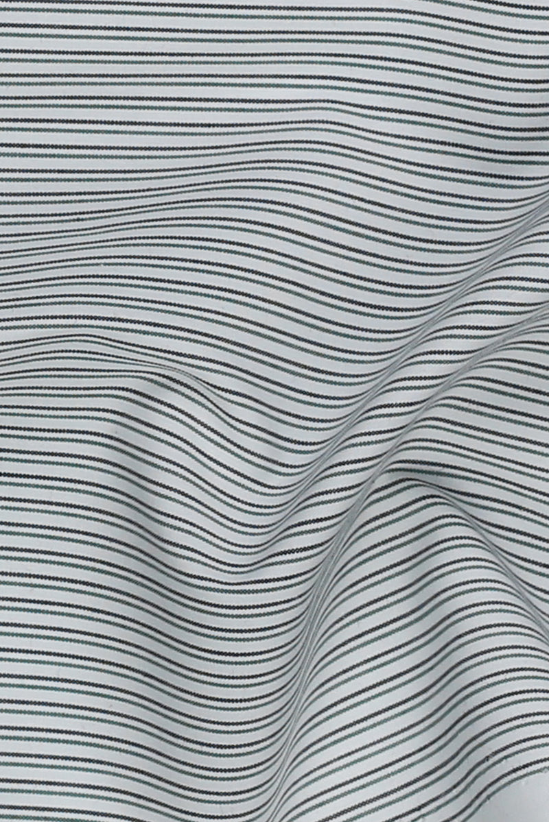 Charcoal Green Pencil Supima Cotton Stripes