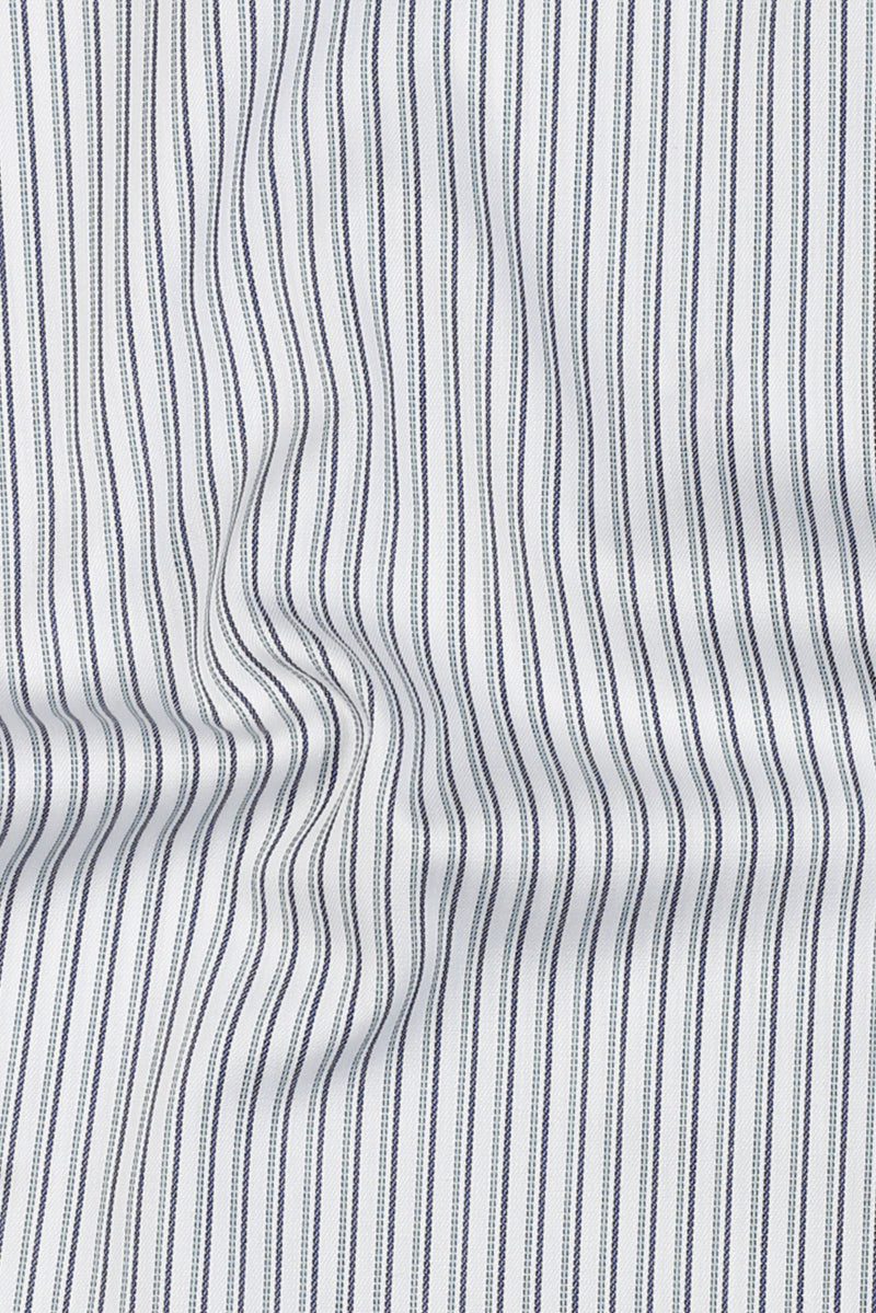 Midnight Blue With Green Parallel Striped Shirt