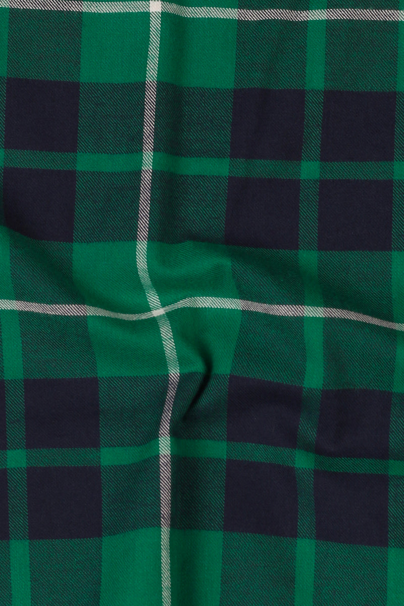 Bottle Green & Blue Grid Winter Flannel Shirt