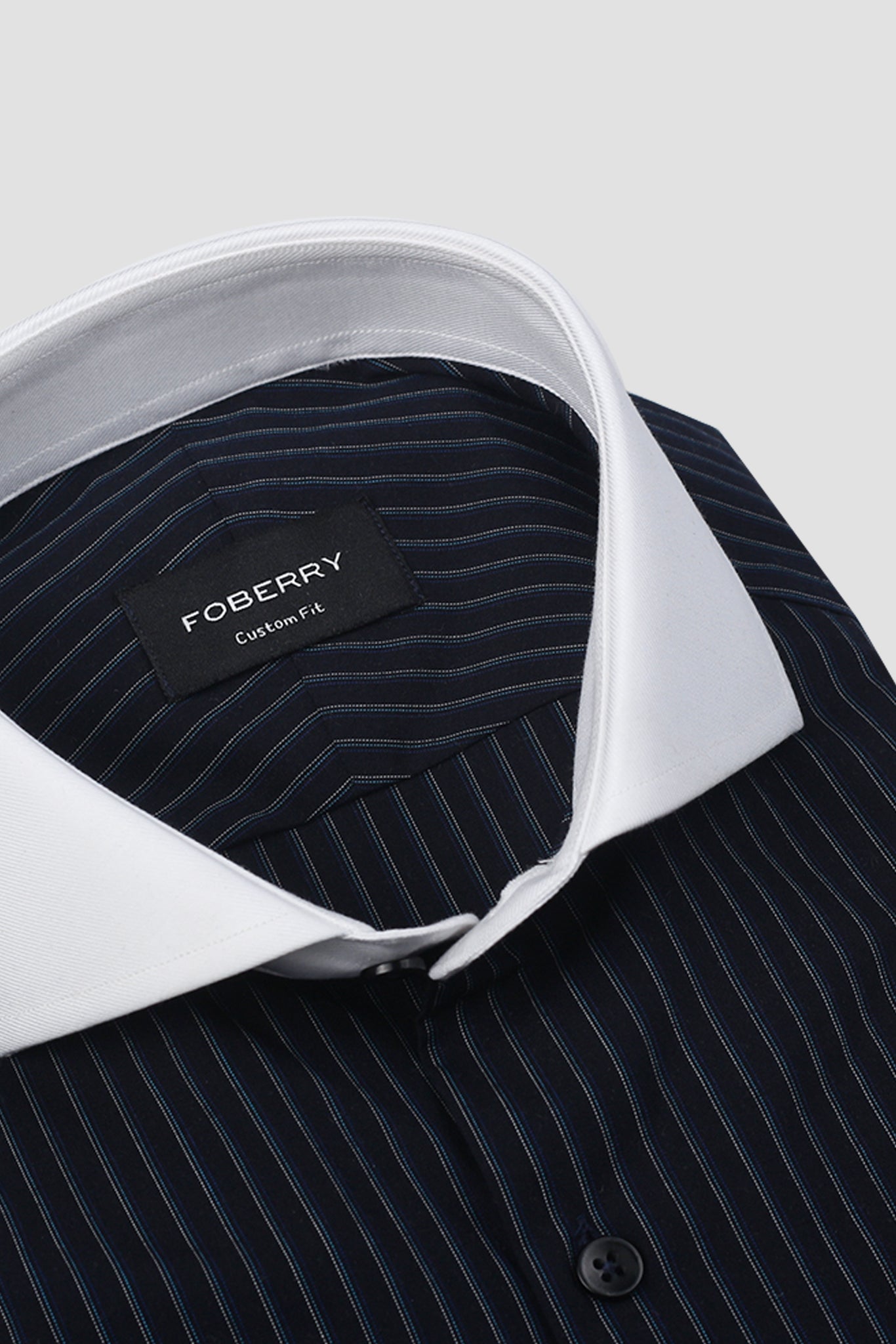 Blue And Black Hairline Striped Shirt