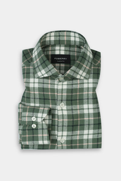 Pine Green Plaid Winter Flannel Shirt