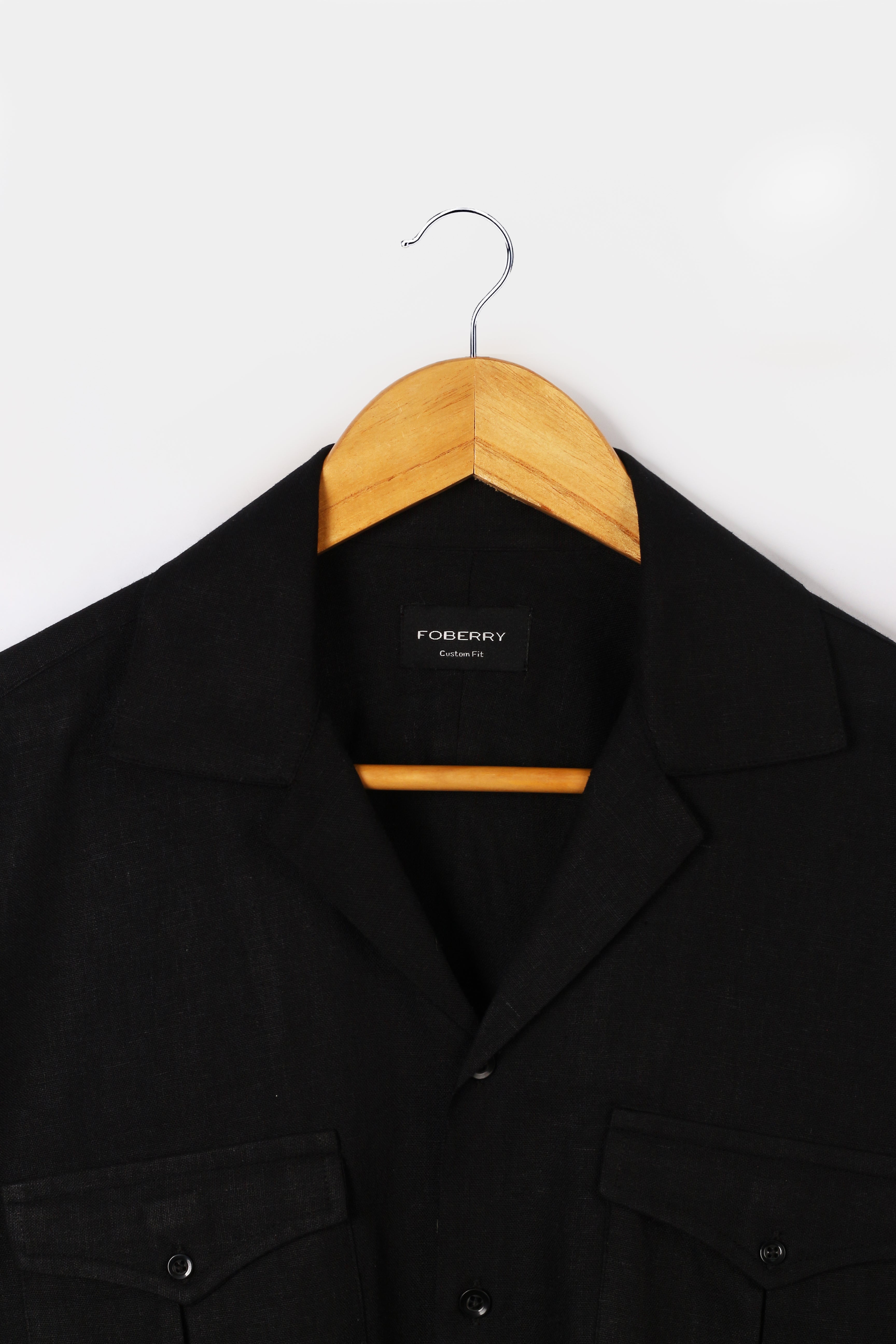 Black  Linen - Safari Shirt - Foberry Pakistan