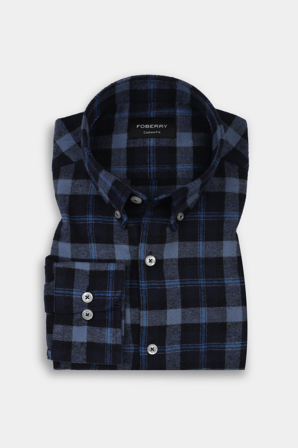 Soft Yale Blue Tartan Winter Flannel Shirt