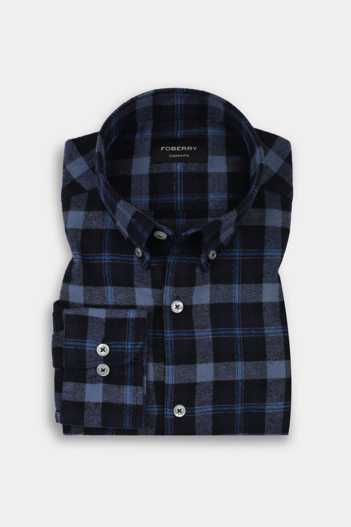 Soft Yale Blue Tartan Winter Flannel Shirt
