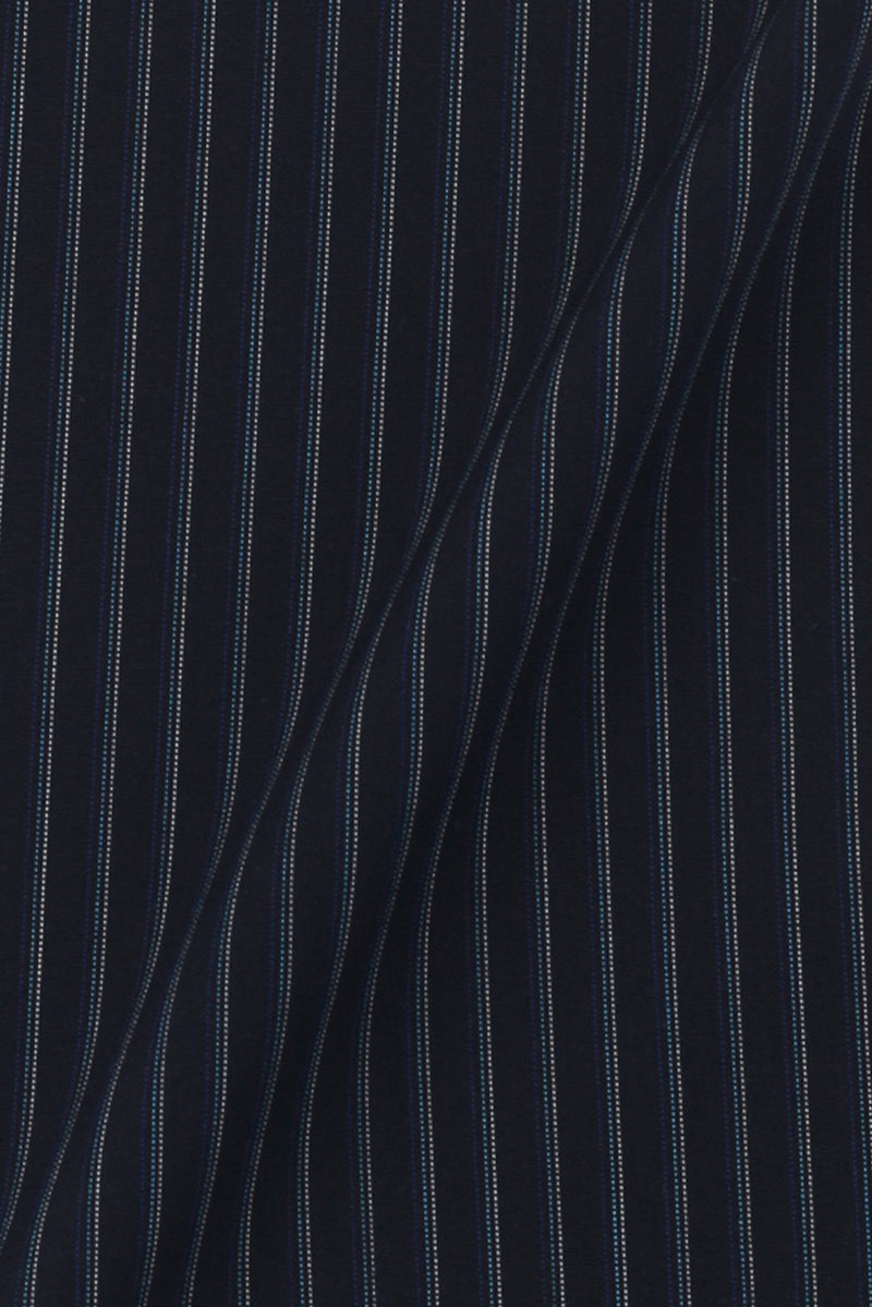 Blue And Black Hairline Striped Shirt