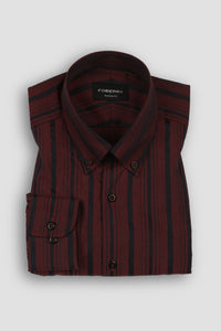 Crisp Maroon Balanced Stripes Shirt