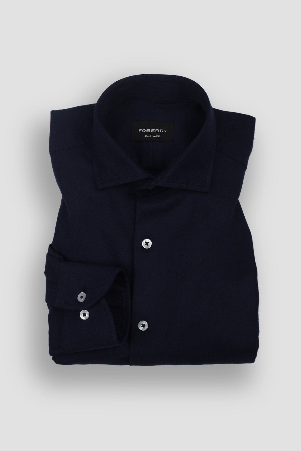 Navy Blue Herringbone Winter Flannel Shirt