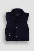 Navy Blue Herringbone Winter Flannel Shirt