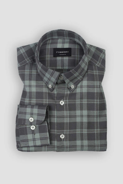 Sea Green Tartan Winter Flannel Shirt