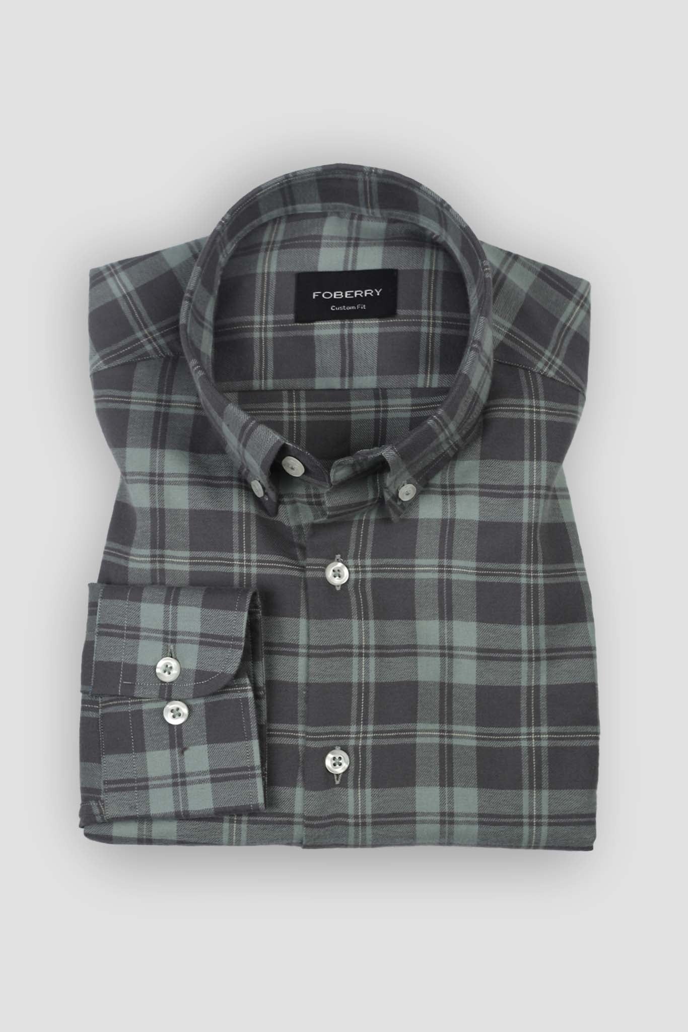 Sea Green Tartan Winter Flannel Shirt