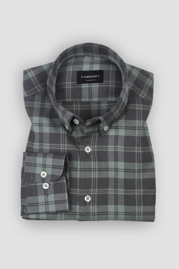 Sea Green Tartan Winter Flannel Shirt