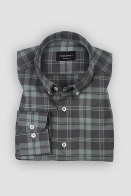 Sea Green Tartan Winter Flannel Shirt