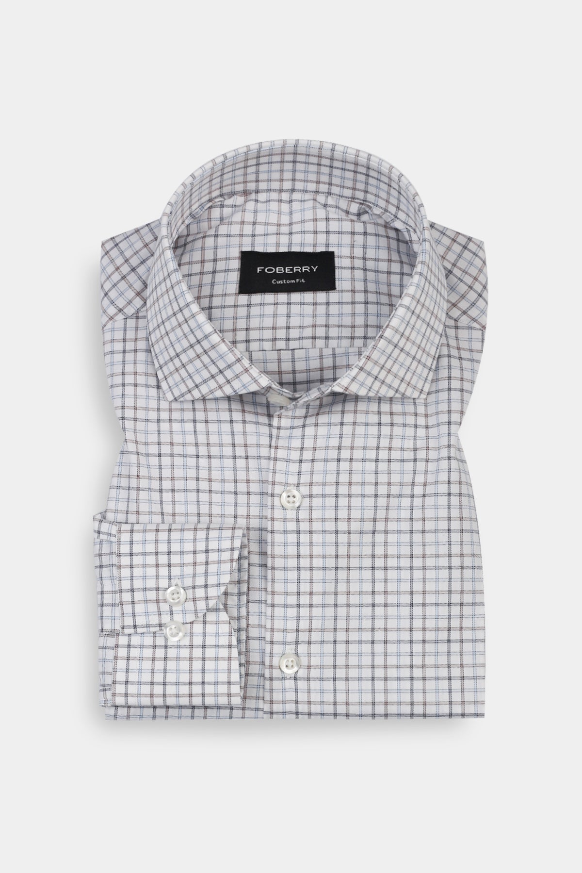 Hazel wood & Blue Grid Egyptian Shirt