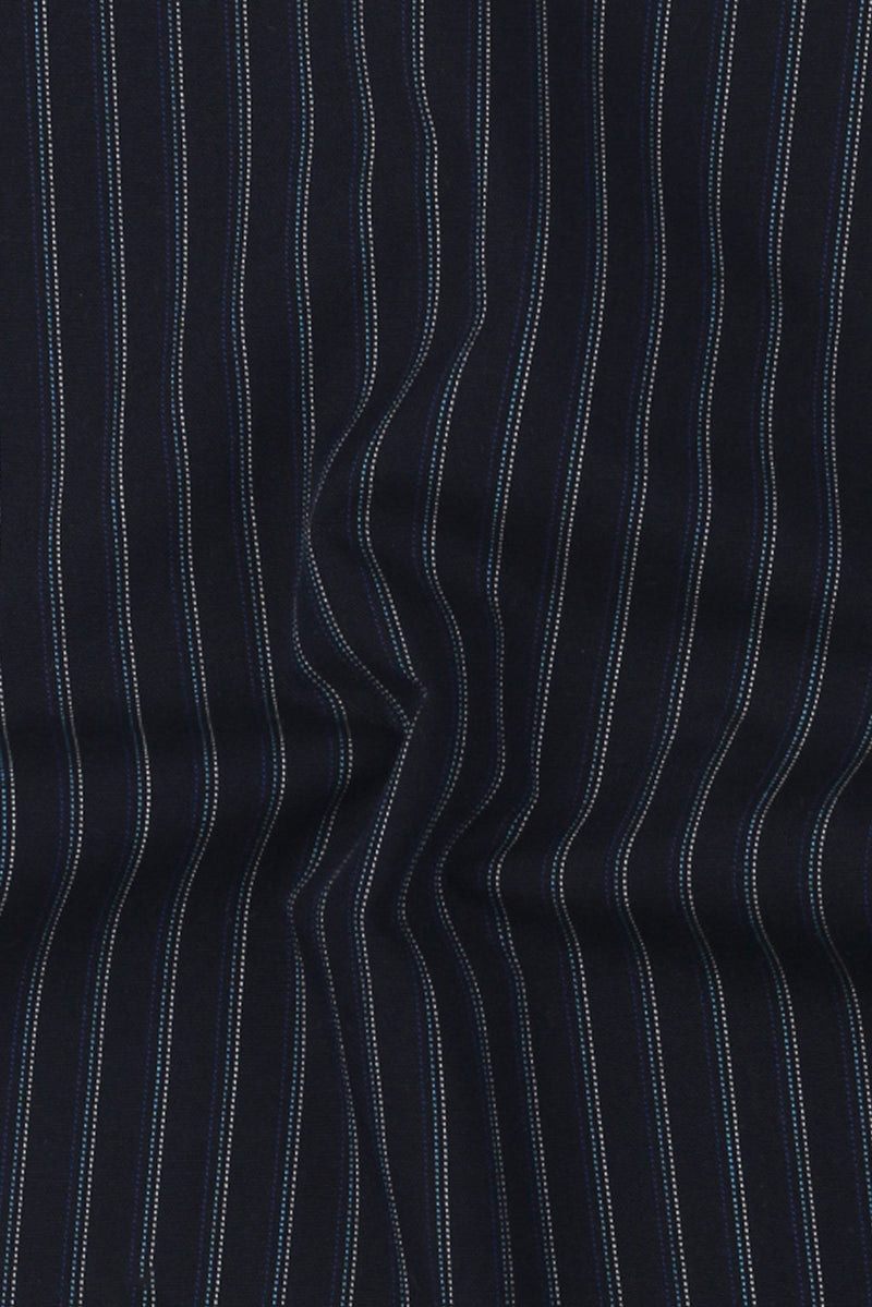 Blue And Black Hairline Striped Shirt
