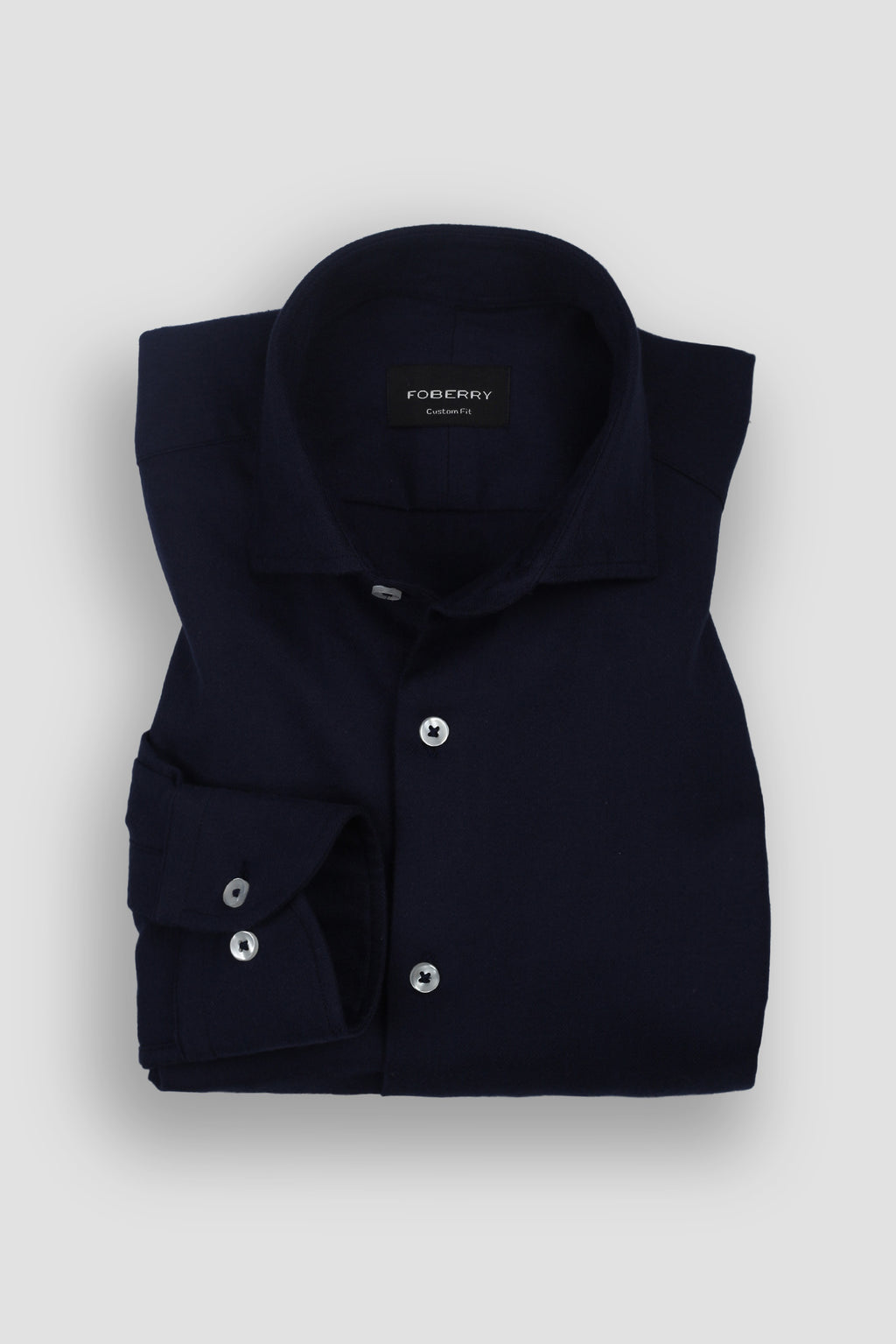 Navy Blue Herringbone Winter Flannel Shirt