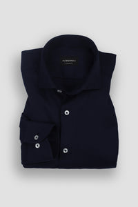 Navy Blue Herringbone Winter Flannel Shirt