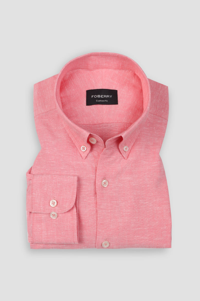Salmon Pink Irish Linen Shirt