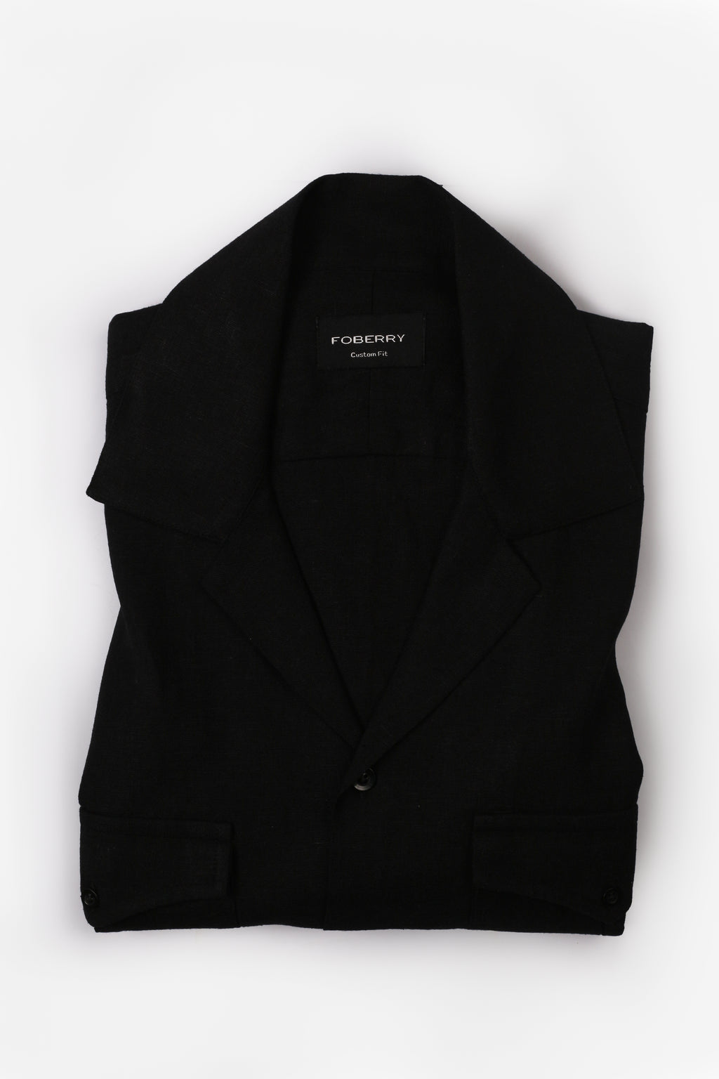Black  Linen - Safari Shirt - Foberry Pakistan