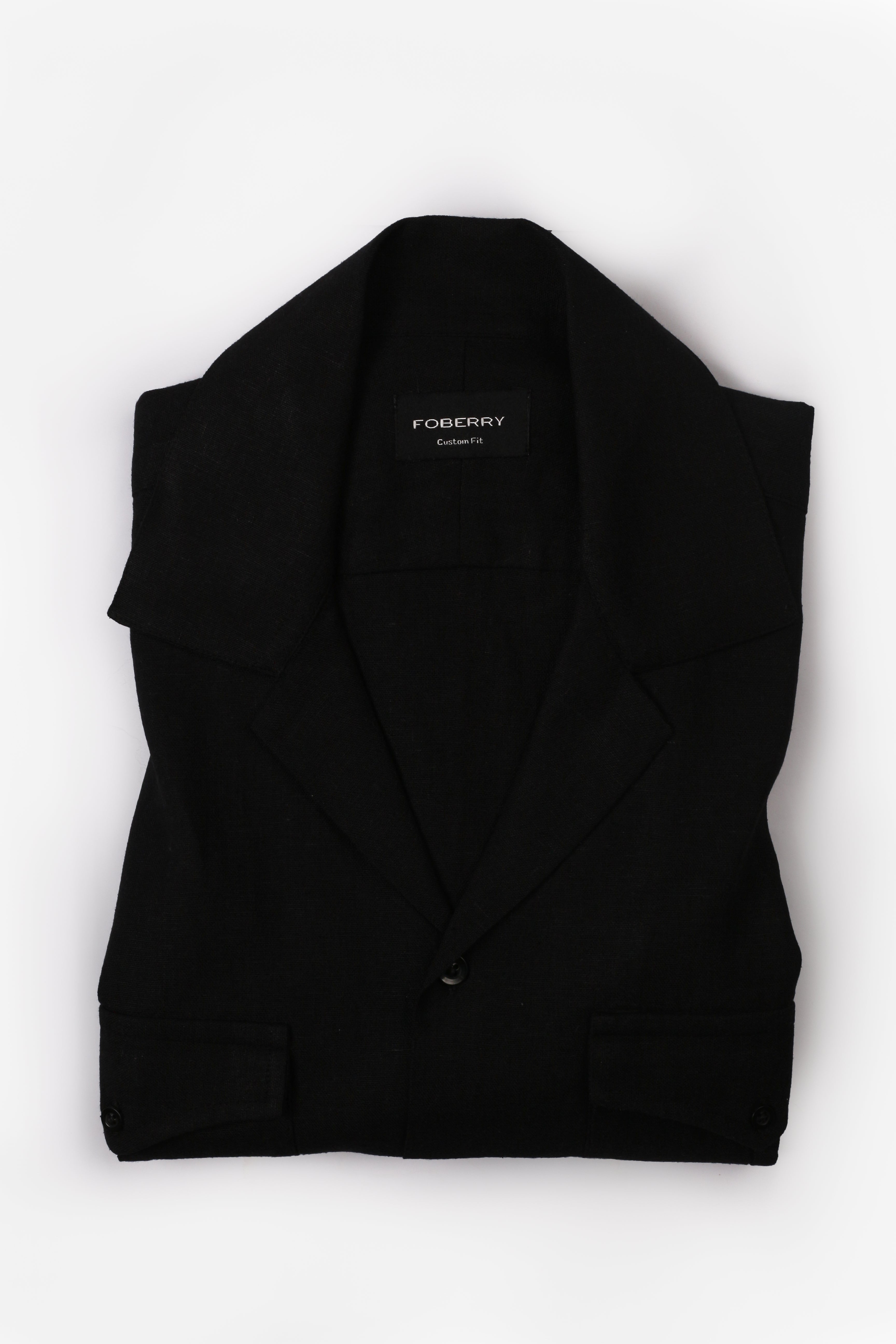 Black  Linen - Safari Shirt - Foberry Pakistan