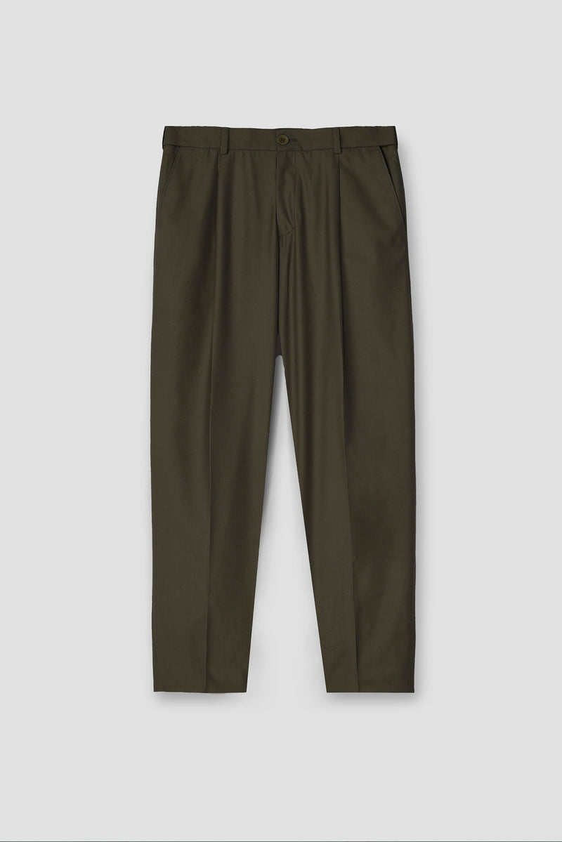 Olive Brown Tropical Wool Blended Dress Pant
