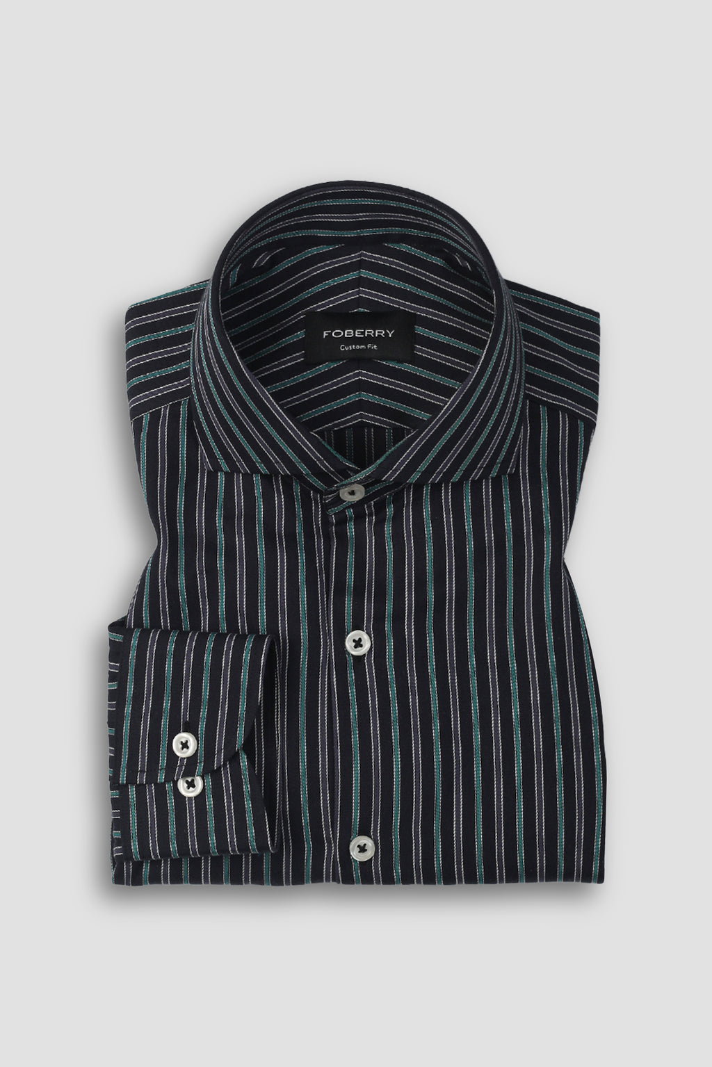 Teal Green and Grey Striped Shirt