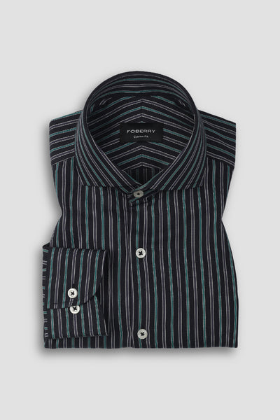 Teal Green and Grey Striped Shirt
