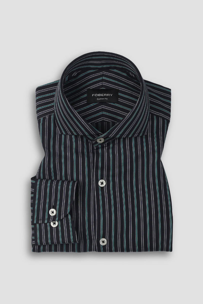 Teal Green and Grey Striped Shirt