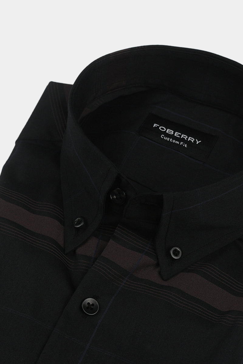 Multi Pencil Horizontal Striped On Blue Shirt