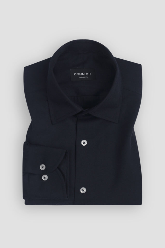 Soft Navy Blue Twill 2 Ply Cotton Shirt