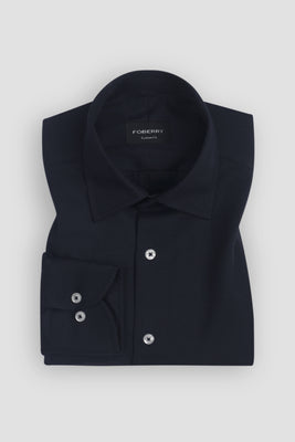 Soft Navy Blue Twill 2 Ply Cotton Shirt