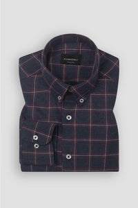 Soft Blue Windowpane Winter Flannel Shirt