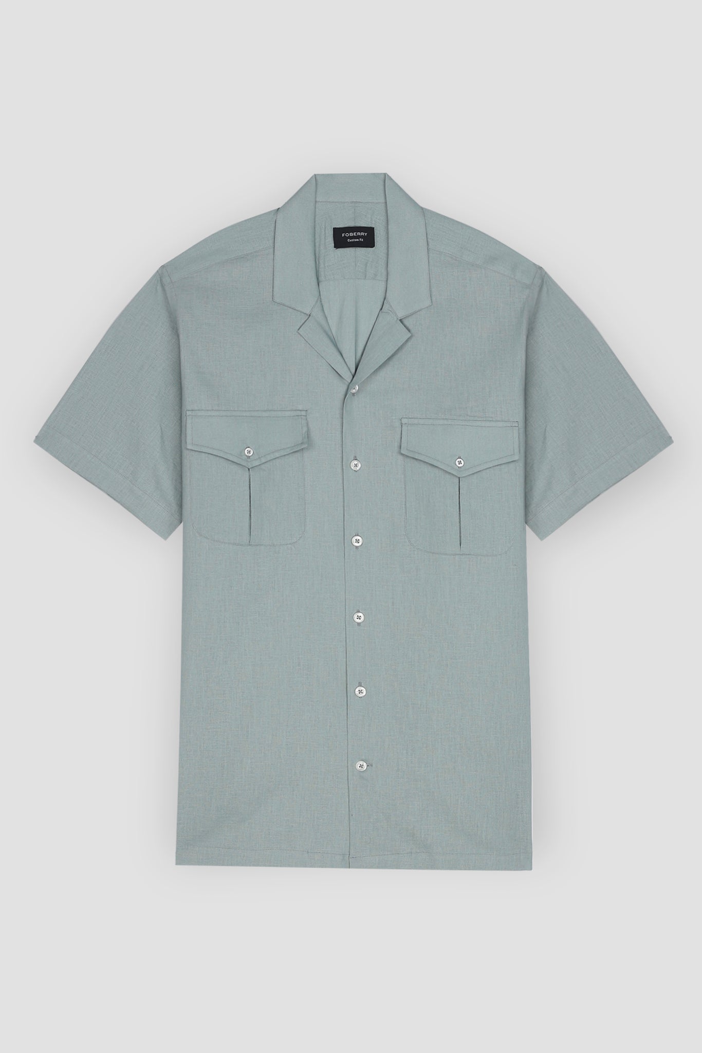 Aqua Grey Linen Safari Shirt
