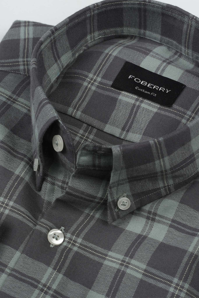 Sea Green Tartan Winter Flannel Shirt