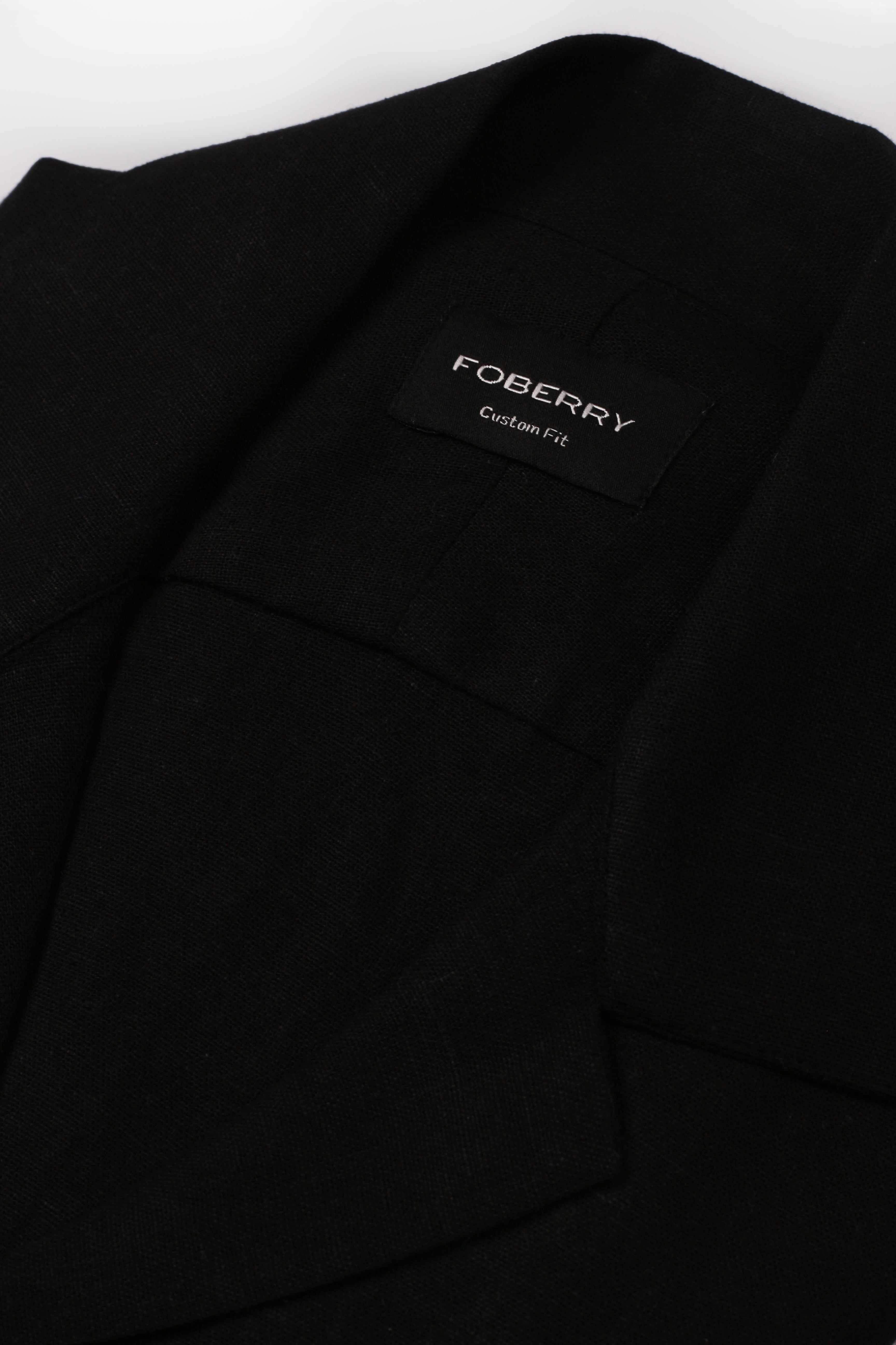 Black  Linen - Safari Shirt - Foberry Pakistan