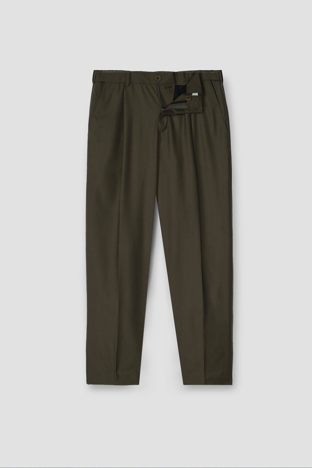 Olive Brown Tropical Wool Blended Dress Pant
