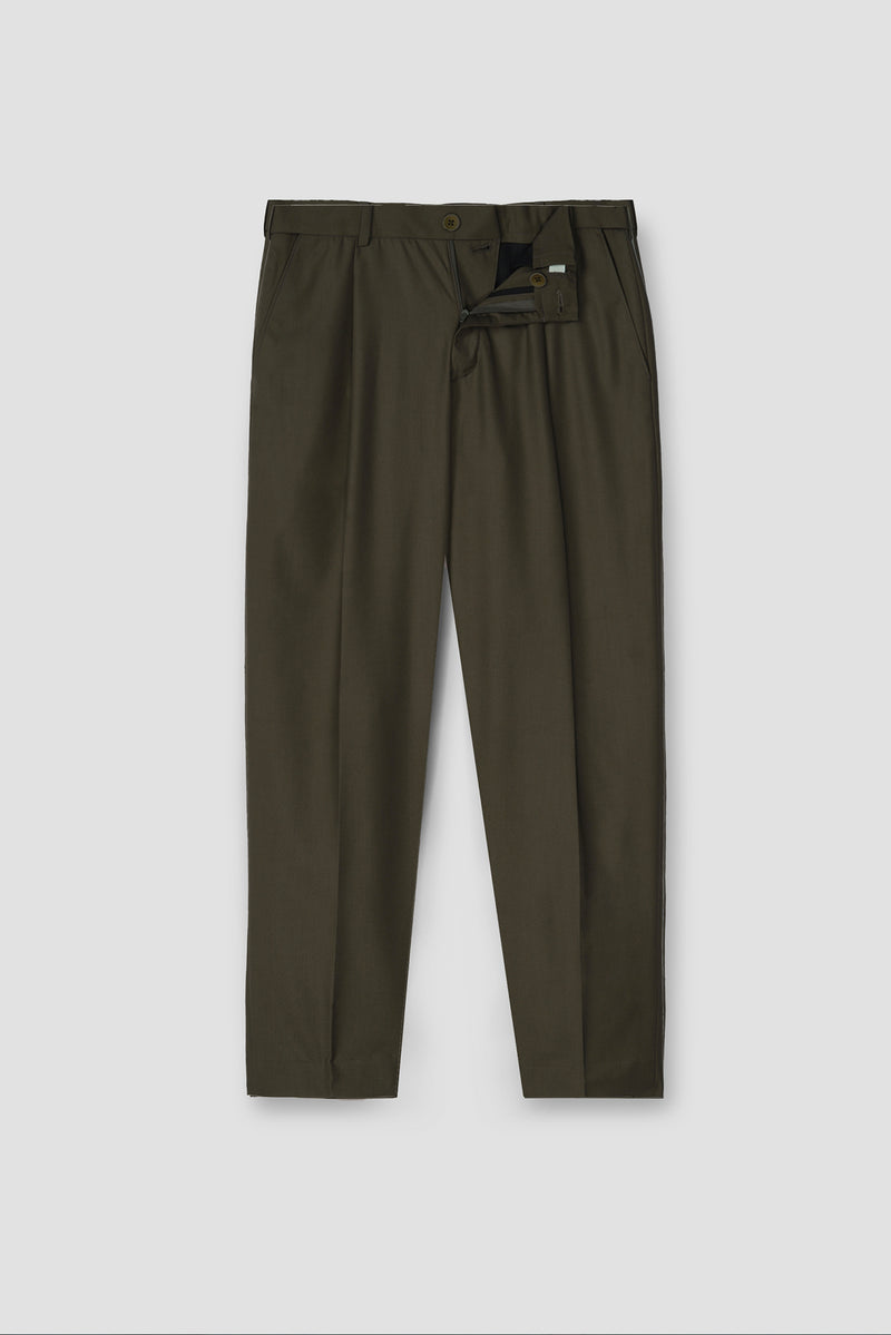 Olive Brown Tropical Wool Blended Dress Pant